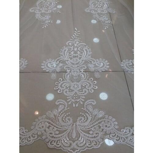 Nice looking SYJ-112937 beaded African Tulle French fabric Embroidered Net mesh lace fabric