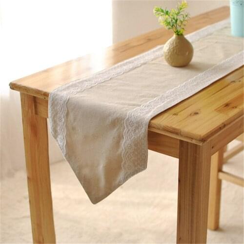 Lace Cotton Linen Table Runner Tea Coffee Mat Restaurant Party Table Decoration Accessories Decor