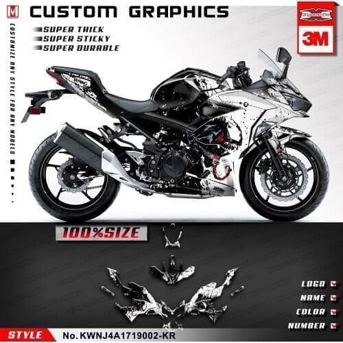 KUNGFU GRAPHICS Complete Vinyl Wrap Personalized Stickers Kit for Ninja 250 Ninja250 2019 2020, VENOM, White, Customizable