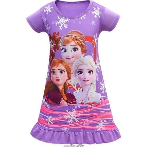 Summer Girls Dresses Kids Pajamas Polyester Nightgowns Sleepwear Clothes 3 4 5 6 7 8 9 Years Homewear Dresses Girl Clothes