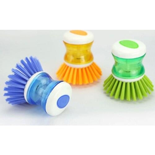 New Home Kitchen Wash Pot Brush Liquid Push Soap Dispenser Washing Up Utensils Wash Pot Brush Pot Dish Brush Household Cleaning