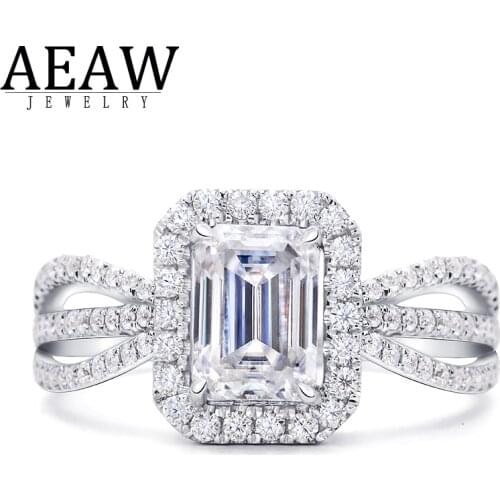 1.0carat 5x7mm DF Color Emerald Cut Moissanite Engagement Ring Solid Real 18K White Gold Fine Ring for Lady Certificated