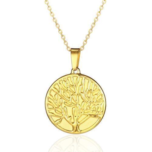OUFEI Stainless Steel Necklace Bohemian Accessories Pendant Long Necklaces Pendants Tree Christmas Coin Necklace Vintage Chain