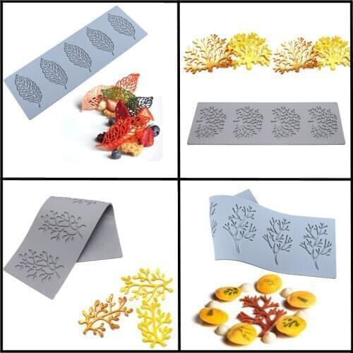 SHENHONG 5 Types Fondant Silicone Mold Cake Decorating Tools Leaf Lace Mat Sugarcraft Gumpaste Chocolate Molds Baking Tool