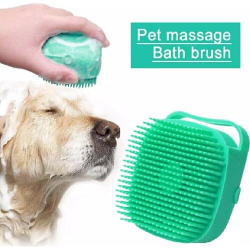Pet Dog Shampoo Brush 2.7oz/80ml Cat Massage Comb Grooming Scrubber Brush for Bathing Short Hair Soft Silicone Rubber Brushes