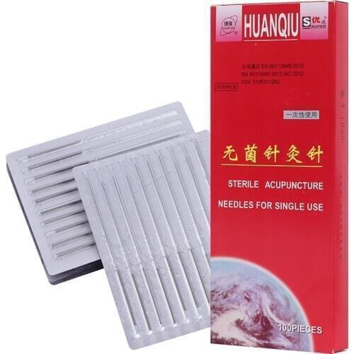 100pcs huanqiu Disposable Acupuncture Needle Sterile long Needles accupuncture massage 0.35/0.40*100mm/125/150mm