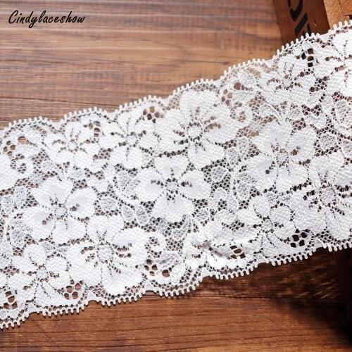 2 Yards 8 cm Width Ivory Stretch Elastic Lace Trim Ribbon Underpants Lace Trimmings for Sewing Accessories Lingerie Lace Fabrics