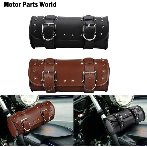 Universal Motorcycle Saddlebags Leather Storage Luggage Bags Fork Tool Bags Front Luggage Bags For Harley Touring Dyna Sporster