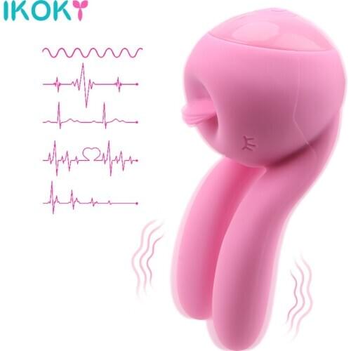 IKOKY 3 Motors Oral Sex Tongue Licking Vibrators Sex Toys For Women Adults Vibrator For Clitoris Vagina Nipples Rabbit Ear Shape