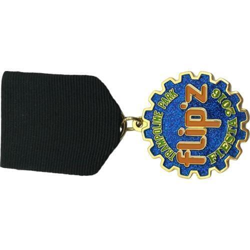 Custom Made Gold Plated Trampoline Park Fiesta Medallion with Glitter k 200127