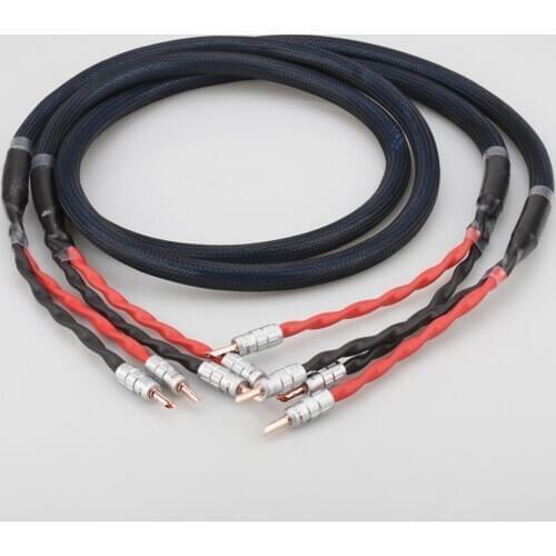 Hi-end Copper Silver plated Speaker cable With CMC Gold plated Banana Connector hifi speaker cable