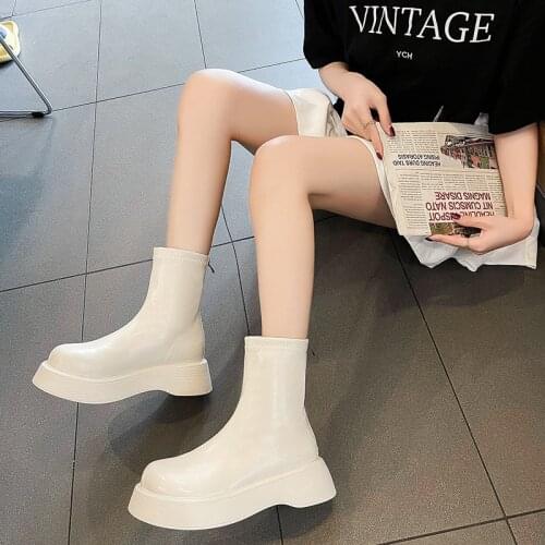 WHNB Thick Bottom Boots Women Leather Platform 2021 New Luxury Brand Fashion Designer Shoes Knee High Zipper Botines De Mujer