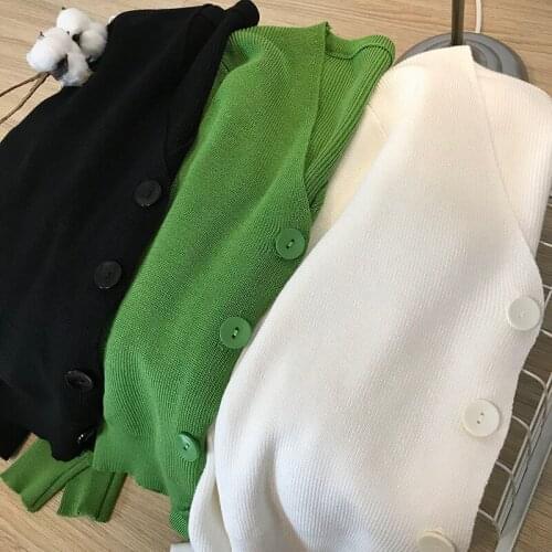 Womens Sweaters Autumn Winter 2020 fashionable Casual Solid color V-Neck Cardigans Single Breasted Long sleeve Loose Sweaters