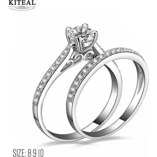 KITEAL Fashion Engagement Woman Cubic Zirconia for Women Female Double Rings Set Bijoux Ladies Lover Wedding Jewelry Party