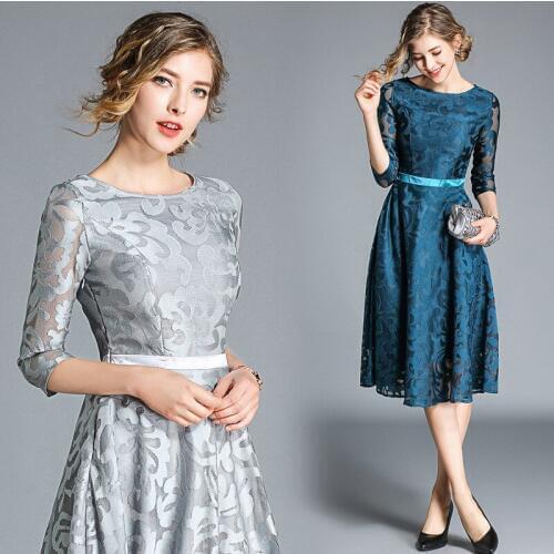 Fashion Women Clothes 2019 Spring Autumn Lace Dress Office Lady Party Dresses Bodycon Casual A-Line Dress Ladies Vestidos