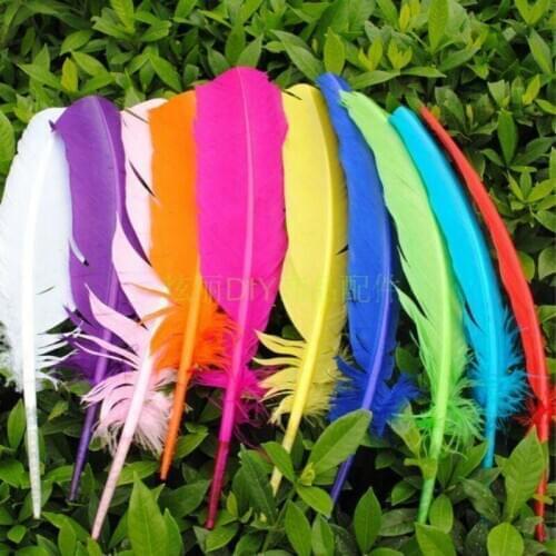 10pcs 27-35cm Handmade Ornaments Accessories Costumes Fan Angel Wings Natural Dyed Goose Feathers