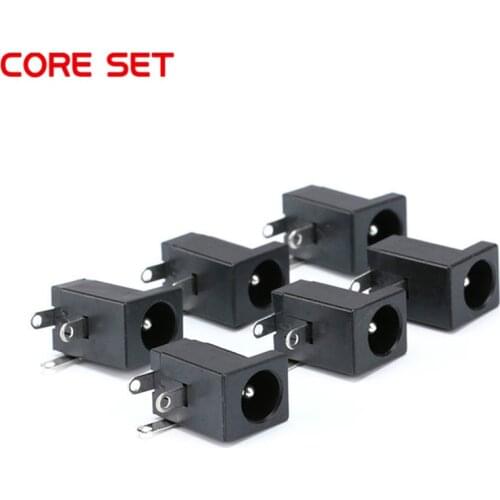 10Pcs PCB Mount 5.5 x 2.1 mm Female DC Power Jack Plug Socket Connector Black 2.1 socket Round the needle