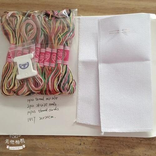 10pcs Multi Color +needles +aida +cards Thread Cross Stitch Cotton Sewing Skeins Embroidery Thread Floss Kit DIY Sewing Tools