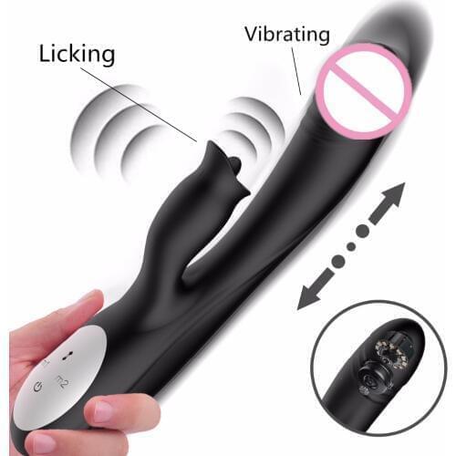 10 speeds Oral Licking dildo Vibrator Clitrois Stimulator Magnetic charge Sex Toys for Woman Dual Vibration Silicone Sex Product