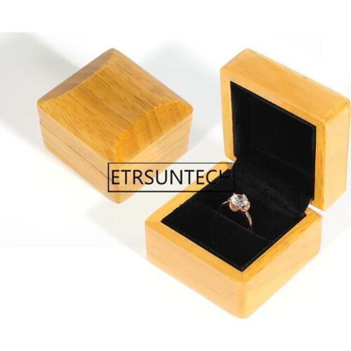 20pcs Velvet Box Square Wooden Jewelry Container Ring Organizer Wood Gift Boxes Packaging Wedding Box