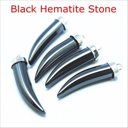5pcs nature black hematite stone red pepper hape pendants jewelry pendants size 34x8mm luxury necklace pendants