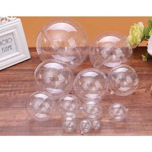 50pcs 4cm Mini DIY Romantic Design Christmas Decor Ball Transparent Can Open Plastic Clear Bauble Ornament Wedding Decor Gift