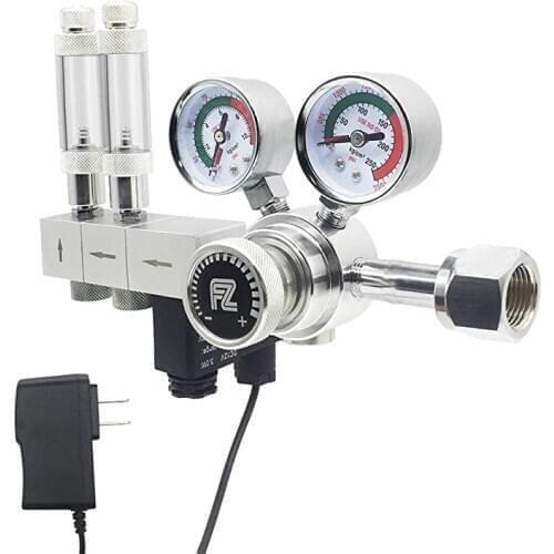 FZONE Pro Series Aquarium Dual Stage CO2 Regulator Adjustable Output Pressure with DC Solenoid and Integrated High Precision