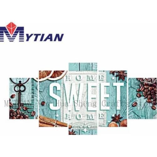 5D DIY Diamond Painting,Home Sweet Home, Full Round Square Drill 5pcs Multi-Picture Combination Diamond Embroidery Set Wall Arts