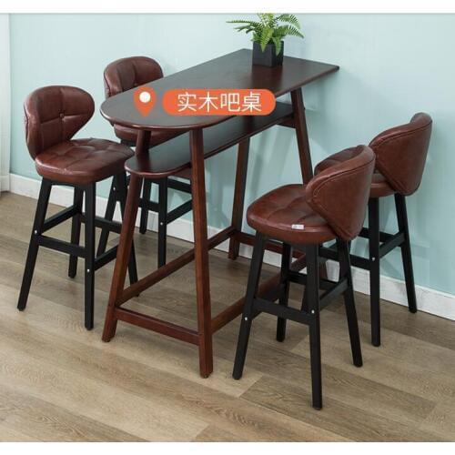Solid wood bar chair modern simple bar chair back stool bar stool front desk cashier high chair household
