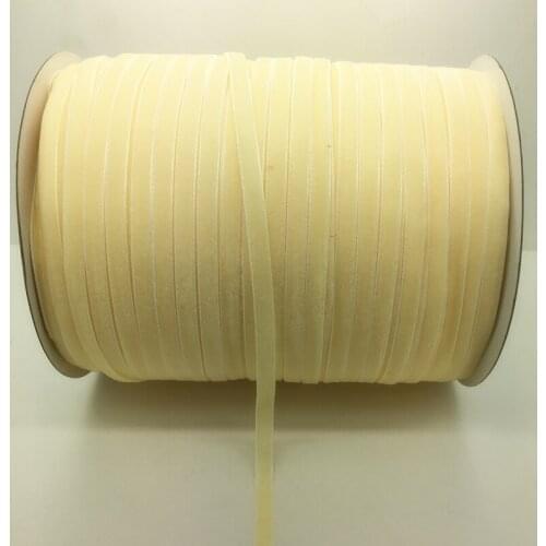 Free Shipping 5 yds 1/4 "(6mm)Wide Cream Velvet Ribbon Vintage Headband Clips Bow Decoration #6mRS09