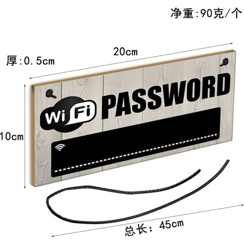 Wooden Wifi Password Hanging Sign Plaque Chalkboard For Home Hotel 20x10cm