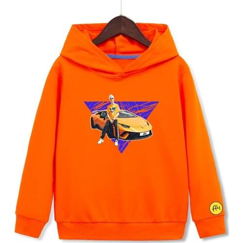 Children Merch A4 Lamba Hoodie 2021 Summer 100% Cotton Thin Boy girl Hooded Sweatshirts Quality Casual Kiss Baby Pullover Tops