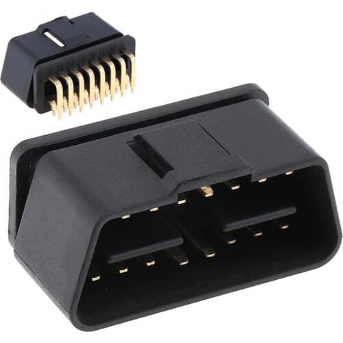 OBD-II 90 Degrees 16 Pin Male Connectors Black durable Wire Sockets Diagnostic Connector Plug with Gold Plating Pin for most car