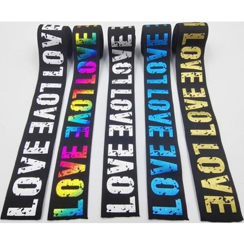 4CM Elastic Band Printing LOVE Rubber Elastic Band With Classic Motif Letters for Clothing Trousers Sewing Supplies