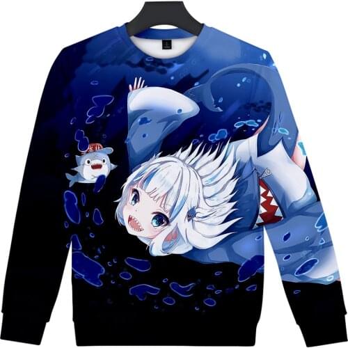 HOLOLIVE VTuber Gawr gura 3D printing autumn and winter Holiday passionate style Men/Women Youthful Kawaii clothes Round