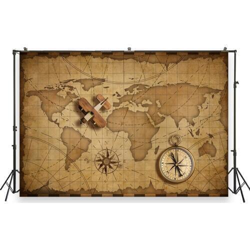 HUAYI Photo Background Newborns Baby Birthday Photography Backdrops Old Word Map Custom Studio Photobooth Backdrop XT-6806