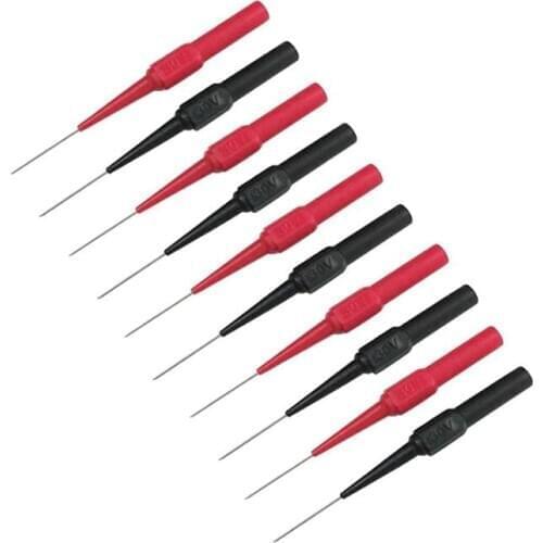 10Pcs/Lot Insulation Piercing Needle Non-destructive Pin Test 4mm Banana Plug Socket Multimeter Test 5 Red/Black Probe Test