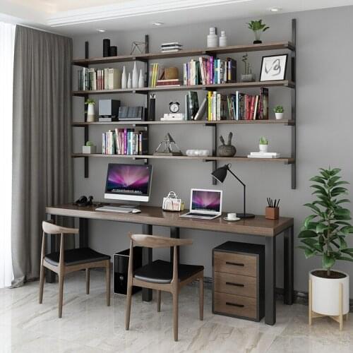 Solid wood book desk bookcase combination of computer desk Nordic office desktop home students learning Tmall contracted