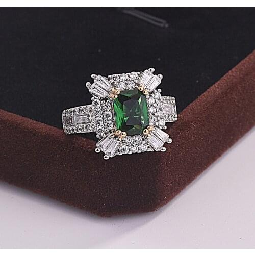 Natural Square Emerald Rings for Women Solid 925 Sterling Silver Fine Jewelry Wedding Engagement Rings for Women Green Gemstone