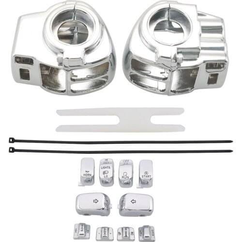 Motorbike chrome/black Switch Housings Switch Caps Handlebar Control For Harley Softail Dyna Electra Road Glide CVO 1996-2013