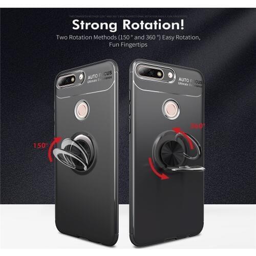 JohnDan For Huawei Y7 Prime Pro 2018 Magnet Car Stand Ring Grip Soft Silicone TPU Case For Huawei Y 7 Prime Pro 2018 Cover Cases