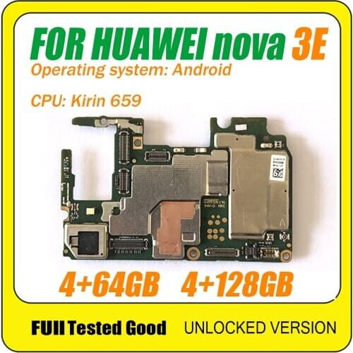 For Huawei nova 3E Original Unlocked Motherboard With Full Chips For Huawei With Android System 4+64GB / 4+128GB full tested