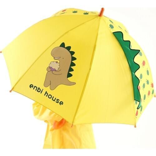 Cute Creative Dinosaur Shape Long Handled 3D Stereo Waterproof Sunshade Children Umbrella for Boys Girls Gift
