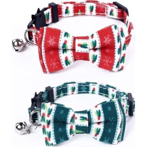Cat Collar Breakaway with Cute Bow Tie and Bell Christmas Cat Plaid Collar Cute Bow Tie for Kitty and Some Puppies Adjustable