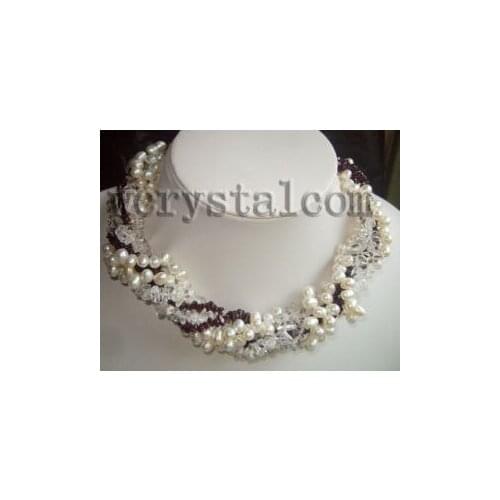 Natural pearls Garnet stones and crystals statement Necklace freshwater pearl necklace Women