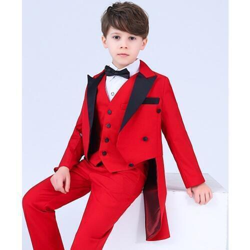 Children Formal Suit Jacket Wedding boys Dress Suit 4 Pieces set high quality jacket+pants +shirts+bow tie size 3years -12 years