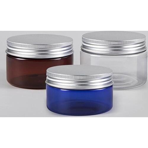 10pcs/lot 100g 150g Cosmetic Face Cream Jar Plastic Pot Aluminum Lid Plastic Jar PET Container Empty Food Packing Cans