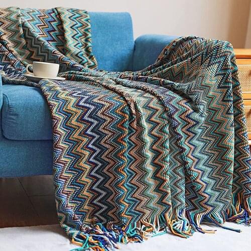 Boho Throw Blankets, Knitted Tassel Throw Blankets, Super Soft Cozy Lightweight Bohemian Couch Decorative Throw Blankets