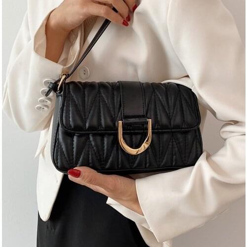 Simple Small Pleated Women Crossbody Bag Square Tote Handbags Solid Color Flap Female Shoulder Bag Fashion Designer Underarm Bag