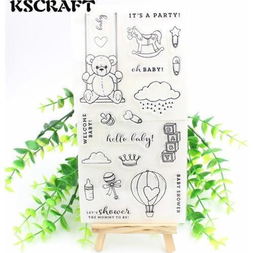 KSCRAFT Welcome Baby Transparent Clear Silicone Stamps for DIY Scrapbooking/Card Making/Kids Fun Decoration Supplies Flower 063